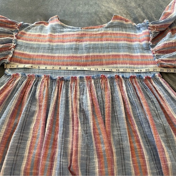 Free People Raw Hem Striped Babydoll Lightweight Blouse - Picture 13 of 13